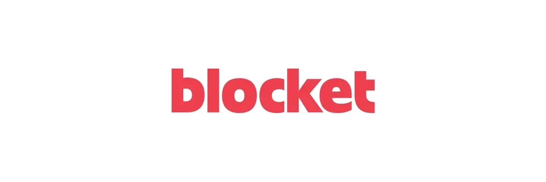 Blockets logotyp i röd text på vit bakgrund – används i artikel om hur man undviker bedrägerier på Blocket.
